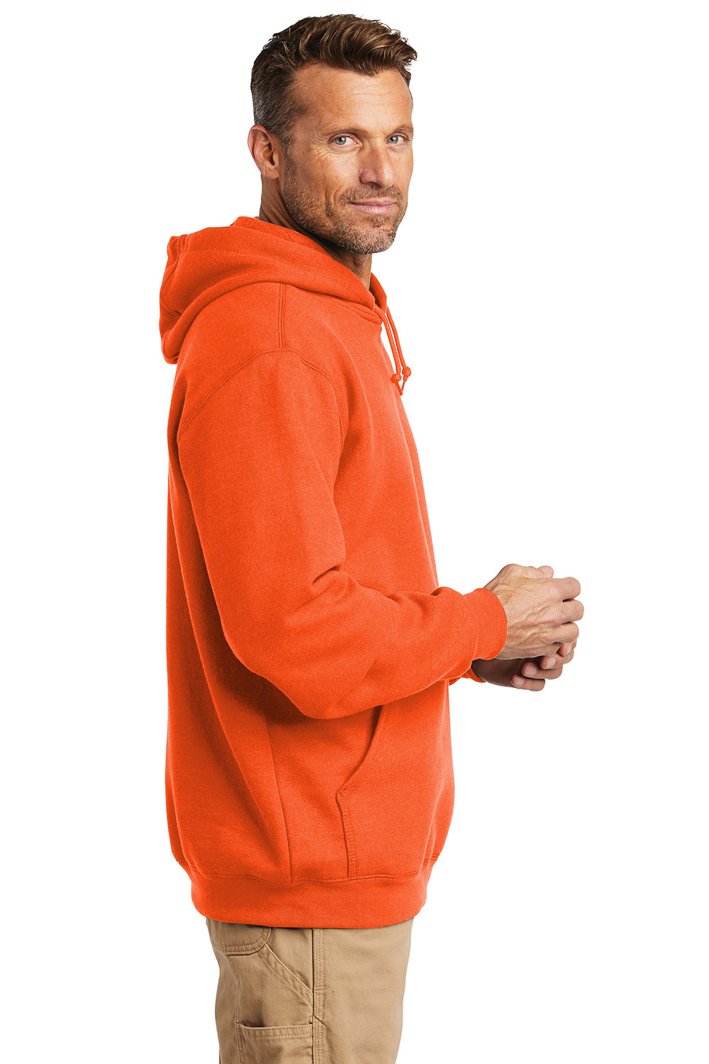 Carhartt CTK121/CTTK121 Mens Hooded Sweatshirt Hoodie Brite Orange Model Side