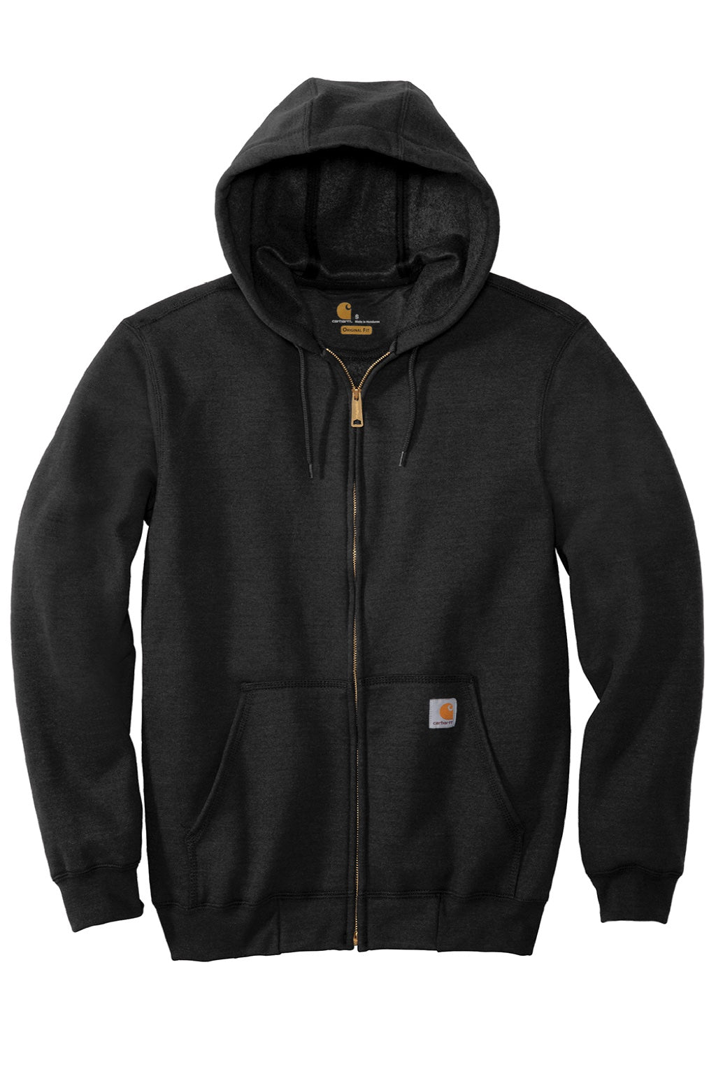 Carhartt CTK122 Mens Full Zip Hooded Sweatshirt Hoodie w/ Pockets Black Flat Front
