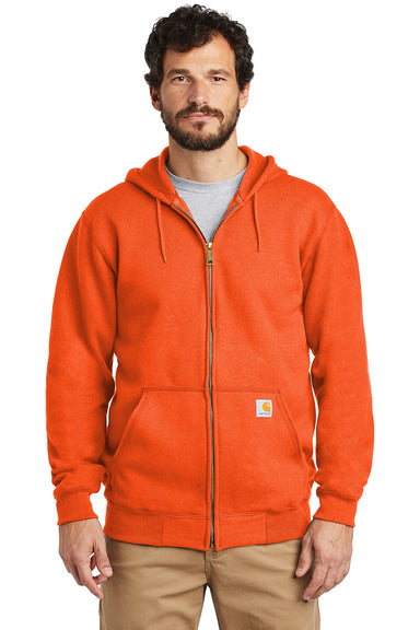 Carhartt CTK122 Mens Full Zip Hooded Sweatshirt Hoodie Brite Orange Model Front