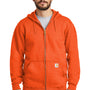 Carhartt Mens Full Zip Hooded Sweatshirt Hoodie w/ Pockets - Brite Orange