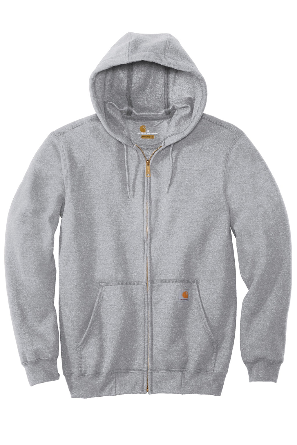 Carhartt CTK122 Mens Full Zip Hooded Sweatshirt Hoodie w/ Pockets Heather Grey Flat Front