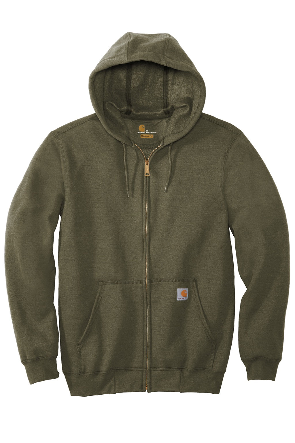 Carhartt CTK122 Mens Full Zip Hooded Sweatshirt Hoodie w/ Pockets Moss Green Flat Front