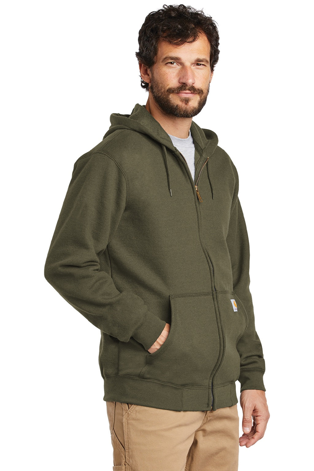 Carhartt CTK122 Mens Full Zip Hooded Sweatshirt Hoodie w/ Pockets Moss Green Model 3Q