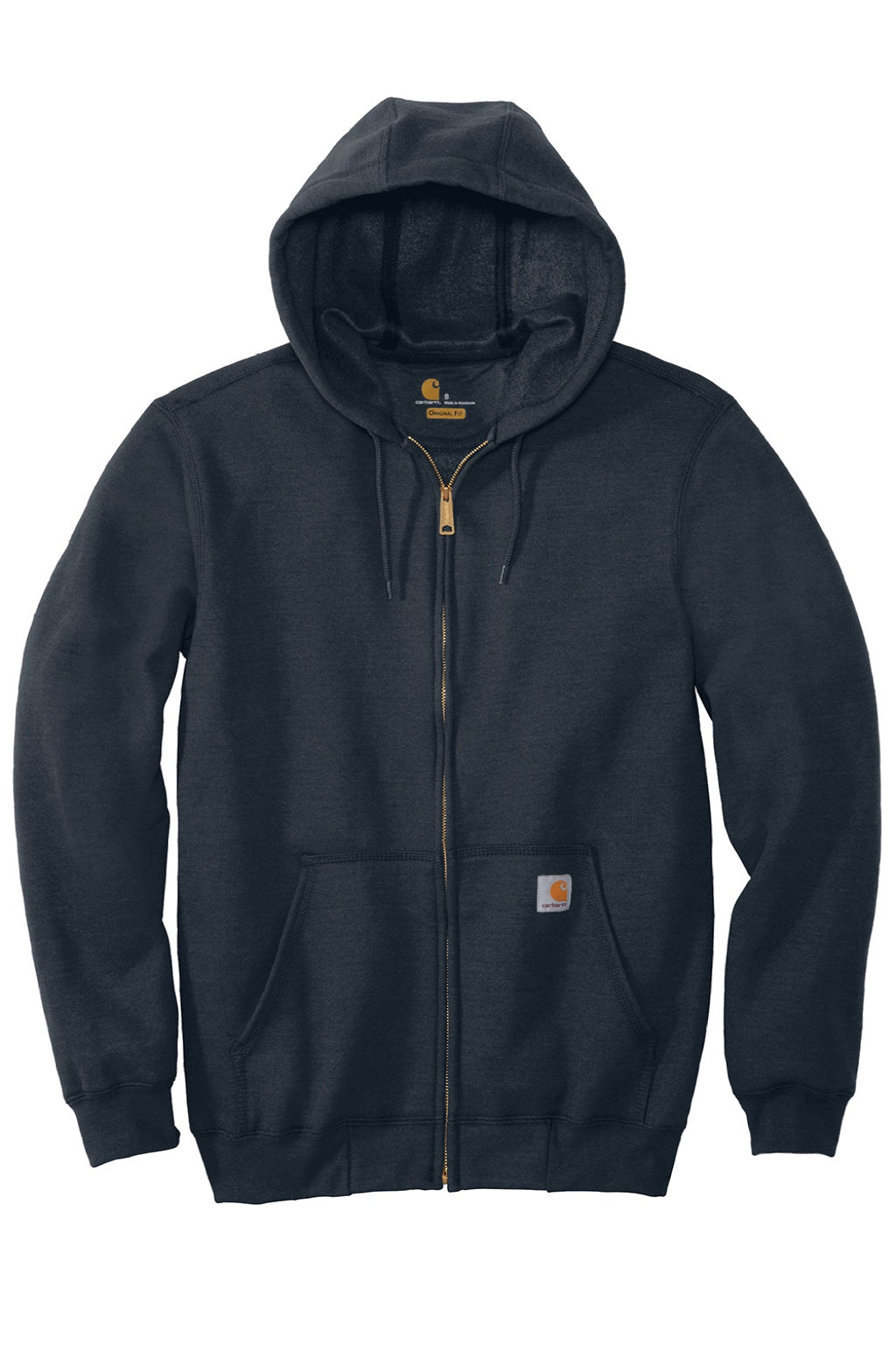 Carhartt CTK122 Mens Full Zip Hooded Sweatshirt Hoodie w/ Pockets Navy Blue Flat Front
