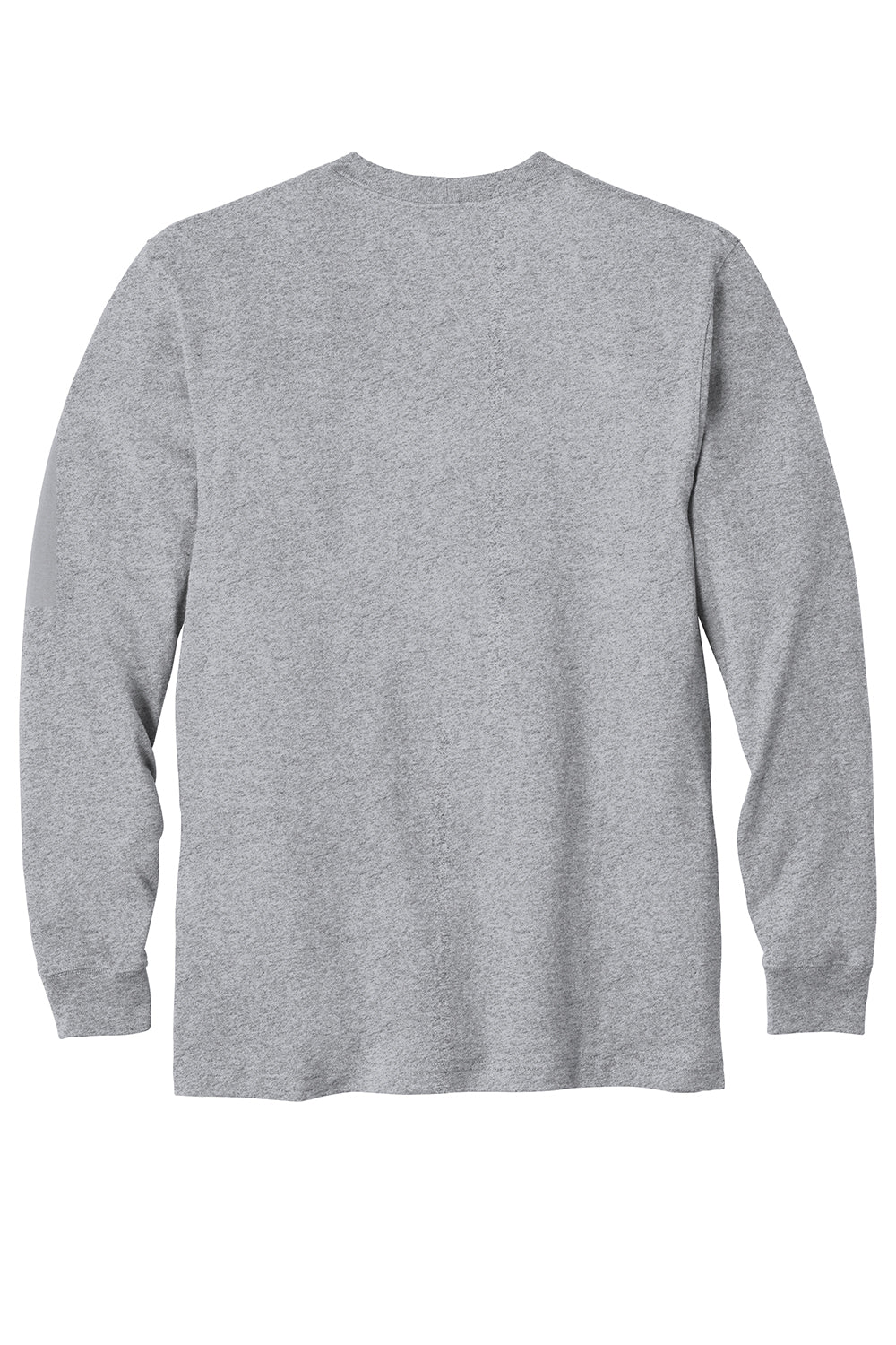 Carhartt CTK126 Mens Workwear Long Sleeve Crewneck T-Shirt w/ Pocket Heather Grey Flat Back