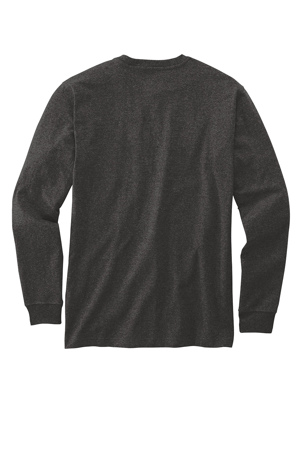 Carhartt CTK128 Mens Long Sleeve Henley T-Shirt w/ Pocket Heather Carbon Grey Flat Back