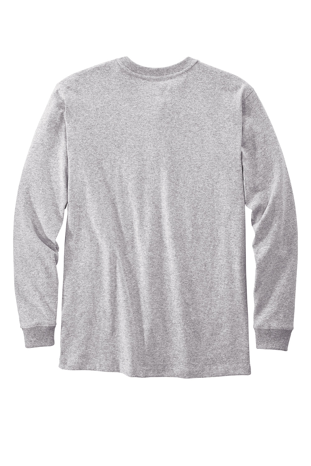 Carhartt CTK128 Mens Long Sleeve Henley T-Shirt w/ Pocket Heather Grey Flat Back