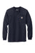 Carhartt CTK128 Mens Long Sleeve Henley T-Shirt w/ Pocket Navy Blue Flat Front