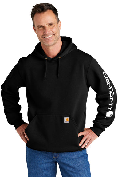 Carhartt CTK288 Mens Hooded Sweatshirt Hoodie w/ Pouch Pocket Black Model Front