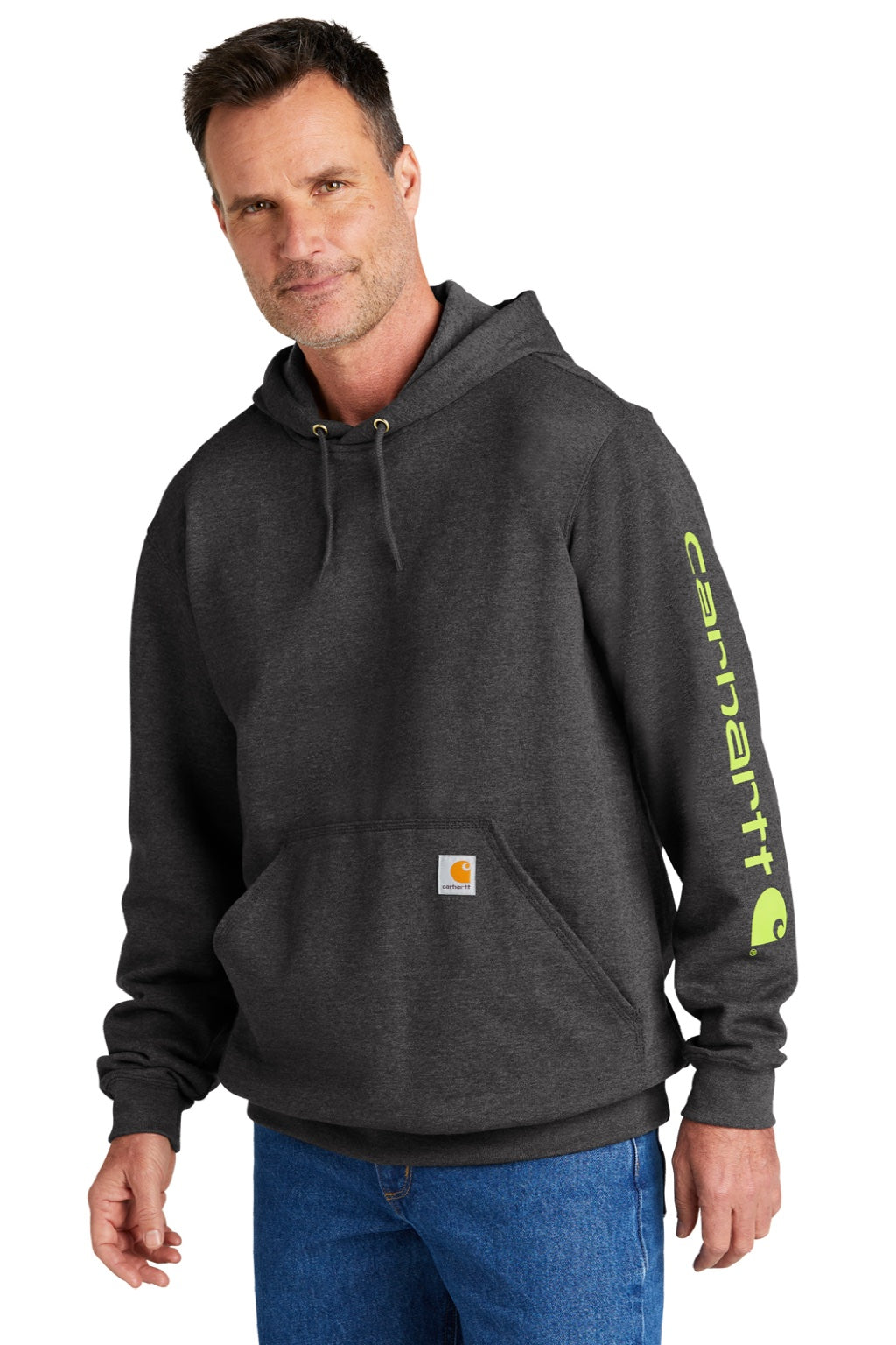 Carhartt CTK288 Mens Hooded Sweatshirt Hoodie w/ Pouch Pocket Heather Carbon Grey Model 3Q