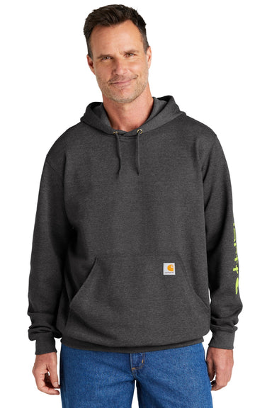 Carhartt CTK288 Mens Hooded Sweatshirt Hoodie w/ Pouch Pocket Heather Carbon Grey Model Front