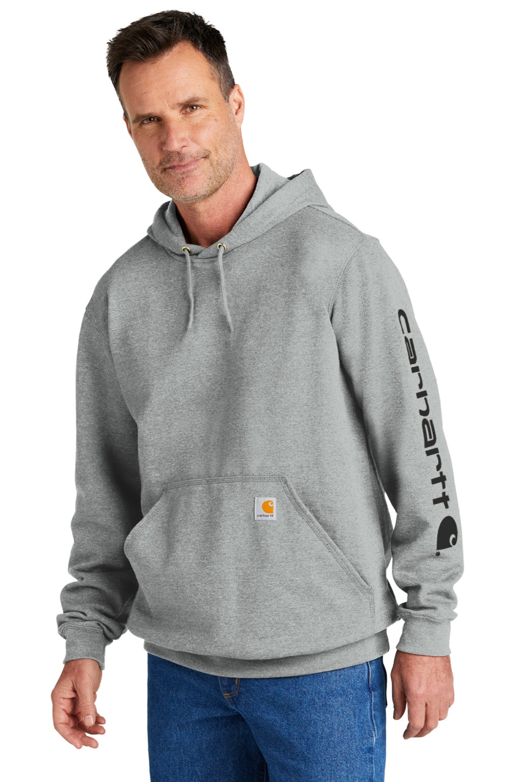 Carhartt CTK288 Mens Hooded Sweatshirt Hoodie w/ Pouch Pocket Heather Grey Model 3Q