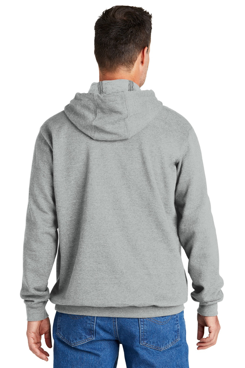 Carhartt CTK288 Mens Hooded Sweatshirt Hoodie w/ Pouch Pocket Heather Grey Model Back