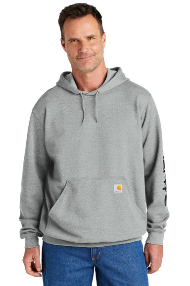 Carhartt CTK288 Mens Hooded Sweatshirt Hoodie w/ Pouch Pocket Heather Grey Model Front