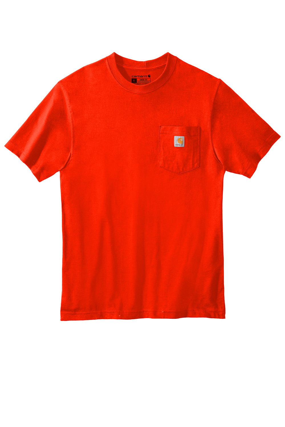 Carhartt CTK87/CTTK87 Mens Workwear Short Sleeve Crewneck T-Shirt w/ Pocket Brite Orange Flat Front