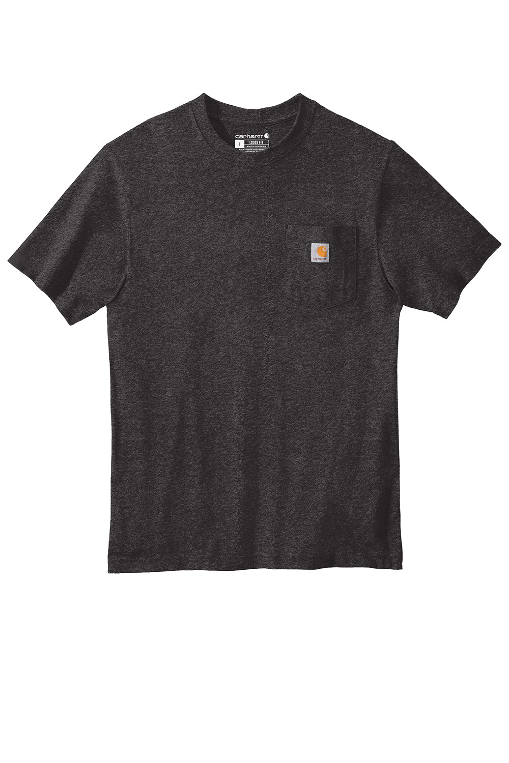 Carhartt CTK87/CTTK87 Mens Workwear Short Sleeve Crewneck T-Shirt w/ Pocket Heather Carbon Grey Flat Front
