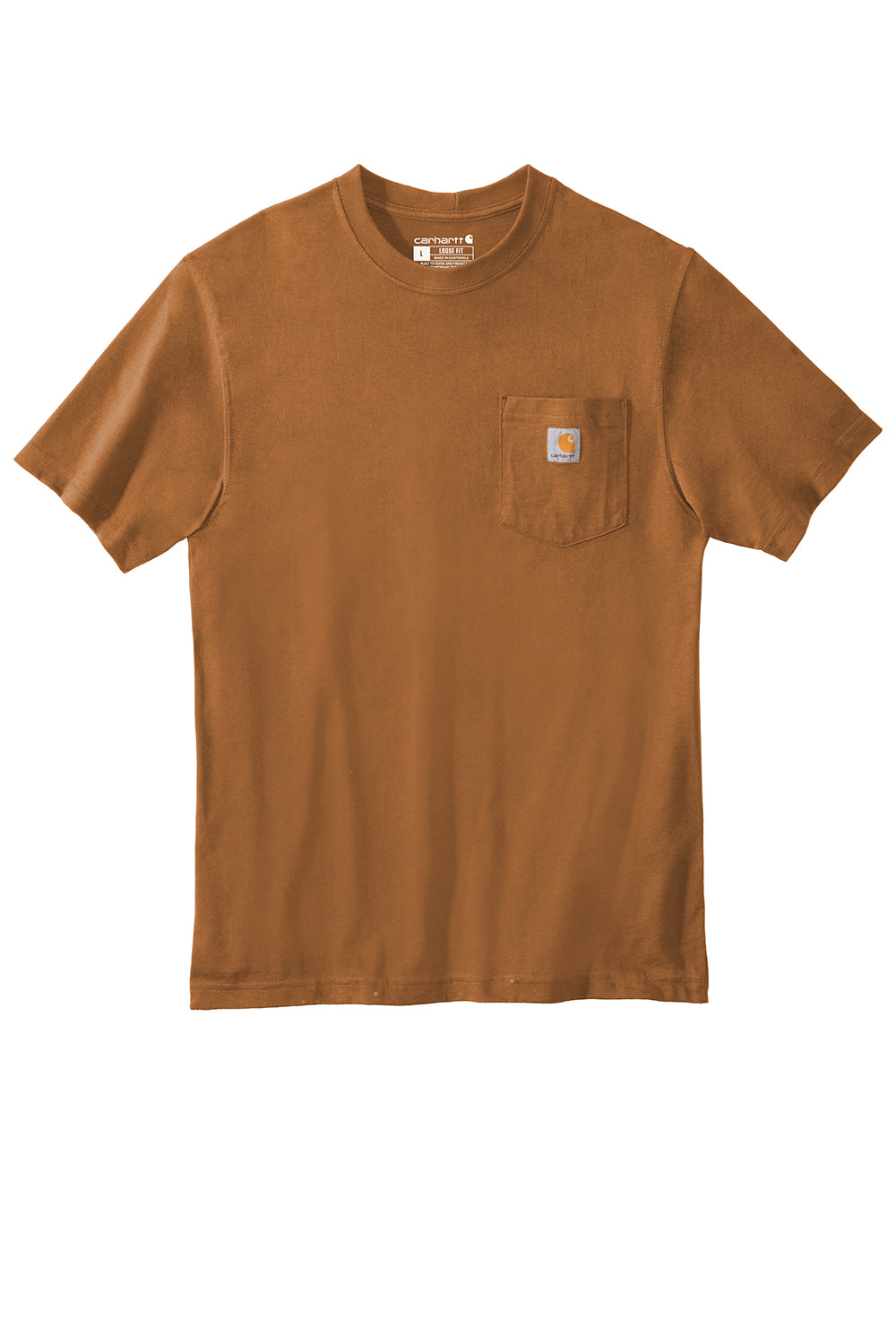 Carhartt CTK87/CTTK87 Mens Workwear Short Sleeve Crewneck T-Shirt w/ Pocket Carhartt Brown Flat Front