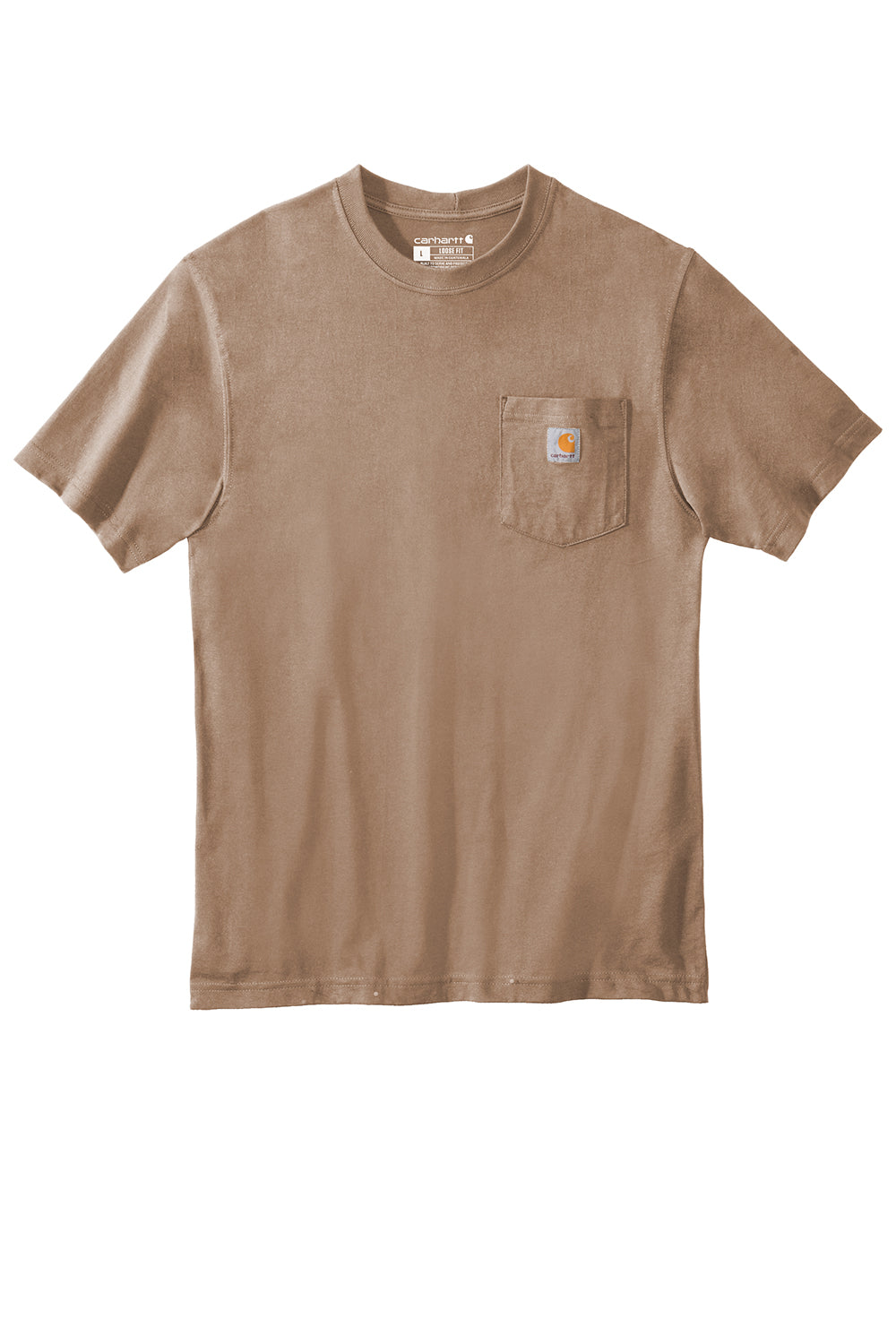 Carhartt CTK87/CTTK87 Mens Workwear Short Sleeve Crewneck T-Shirt w/ Pocket Desert Brown Flat Front