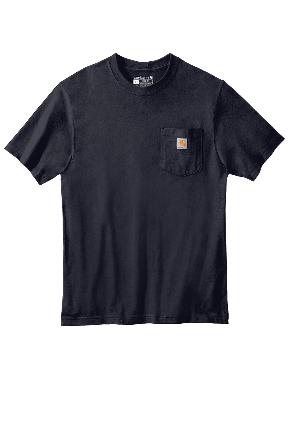 Carhartt CTK87/CTTK87 Mens Workwear Short Sleeve Crewneck T-Shirt w/ Pocket Navy Blue Flat Front