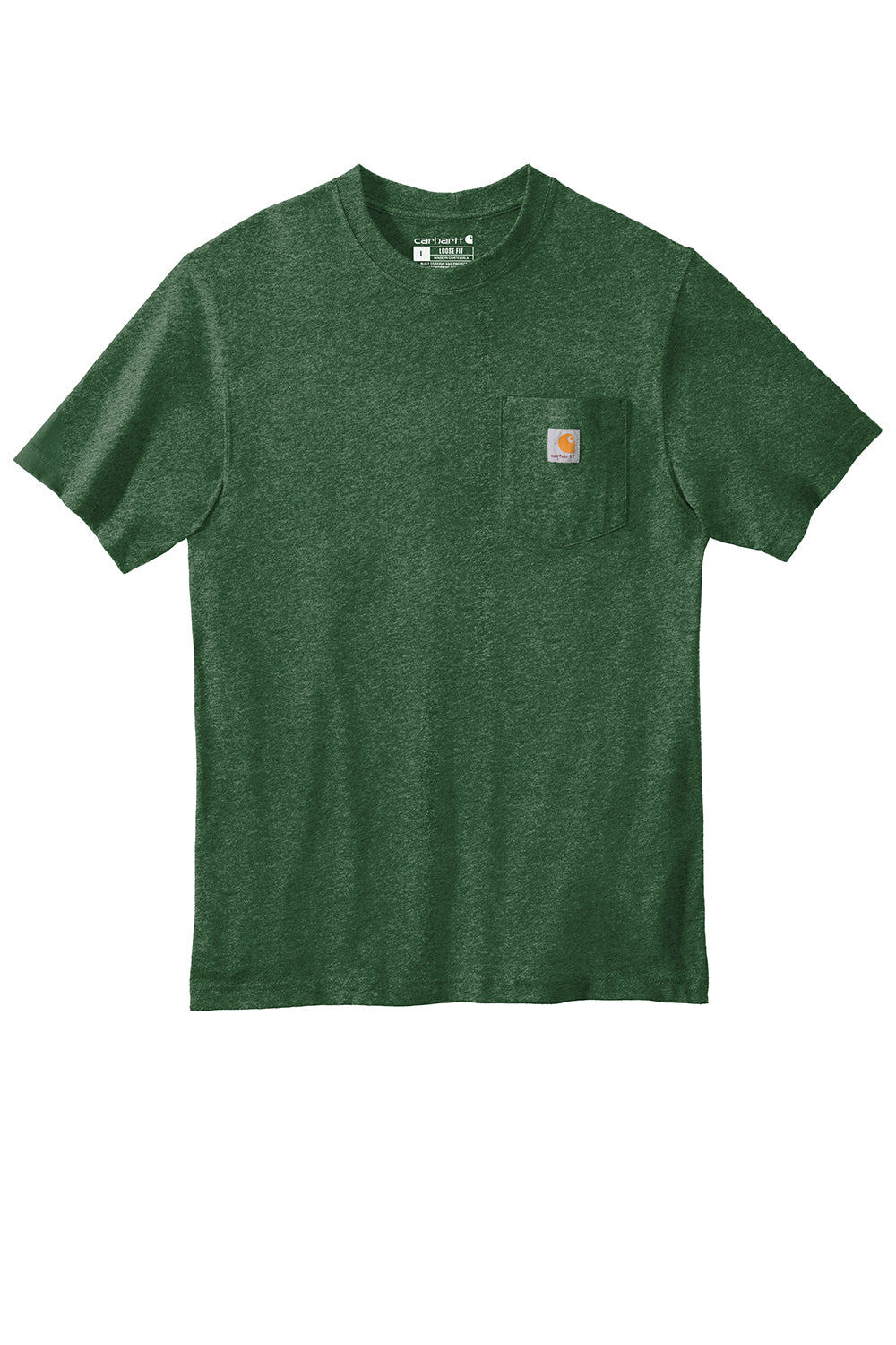 Carhartt CTK87/CTTK87 Mens Workwear Short Sleeve Crewneck T-Shirt w/ Pocket Heather North Woods Green Flat Front