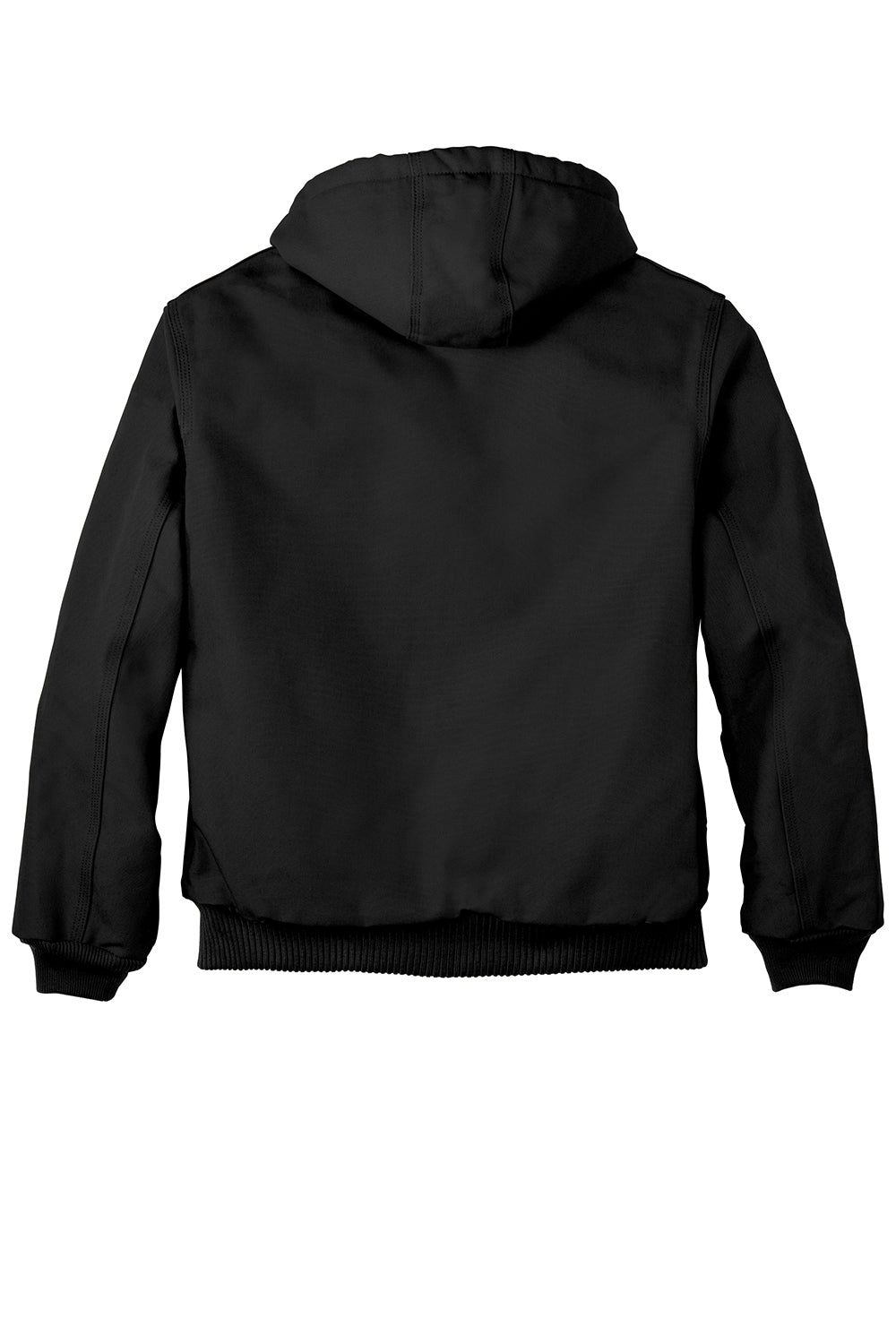 Carhartt CTSJ140/CTTSJ140 Mens Wind & Water Resistant Duck Cloth Full Zip Hooded Work Jacket Black Flat Back