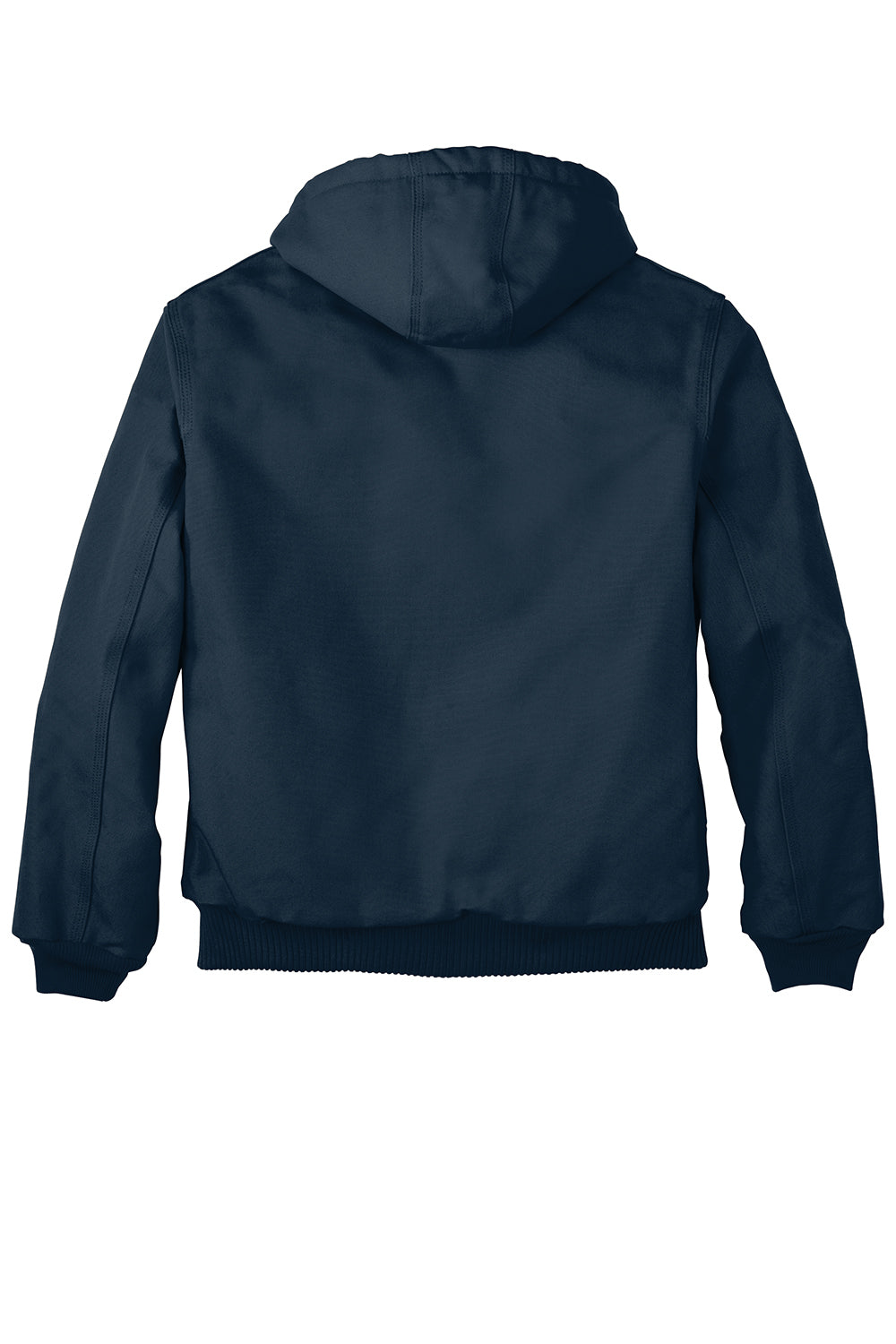 Carhartt CTSJ140/CTTSJ140 Mens Wind & Water Resistant Duck Cloth Full Zip Hooded Work Jacket Navy Blue Flat Back
