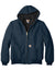Carhartt CTSJ140/CTTSJ140/CT106677/CTT106677 Mens Wind & Water Resistant Duck Cloth Full Zip Hooded Work Jacket Navy Blue Flat Front