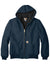 Carhartt CTSJ140/CTTSJ140 Mens Wind & Water Resistant Duck Cloth Full Zip Hooded Work Jacket Navy Blue Flat Front