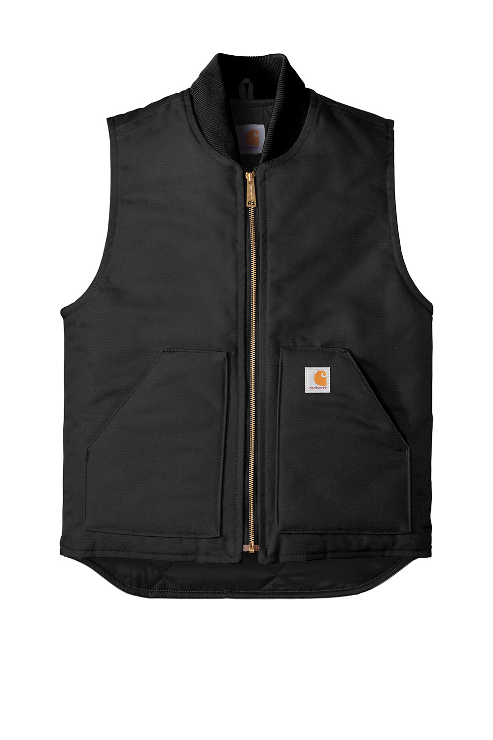 Carhartt CTV01 Mens Wind & Water Resistant Duck Cloth Full Zip Vest Black Flat Front