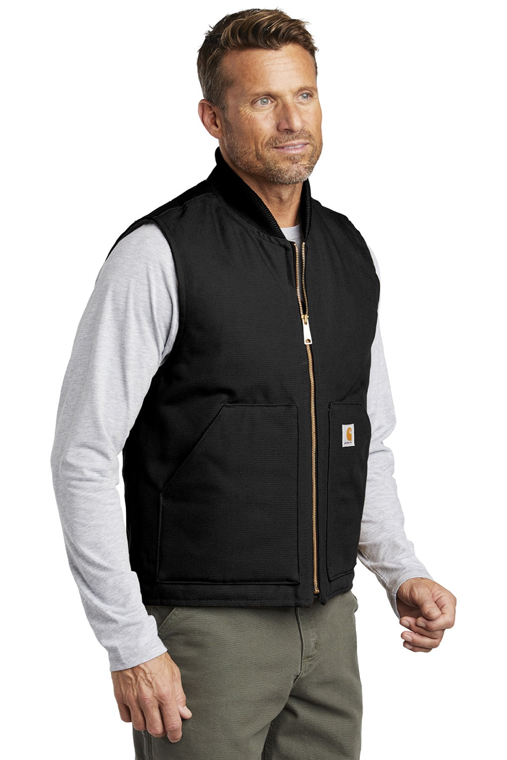 Carhartt CTV01/CT106676 Mens Wind & Water Resistant Duck Cloth Full Zip Vest Black Model 3Q