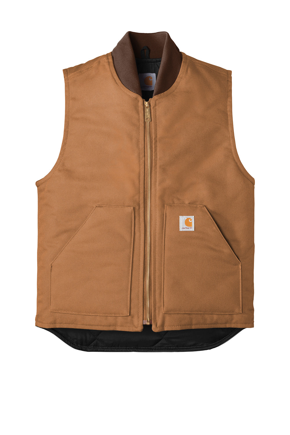 Carhartt CTV01 Mens Wind & Water Resistant Duck Cloth Full Zip Vest Carhartt Brown Flat Front