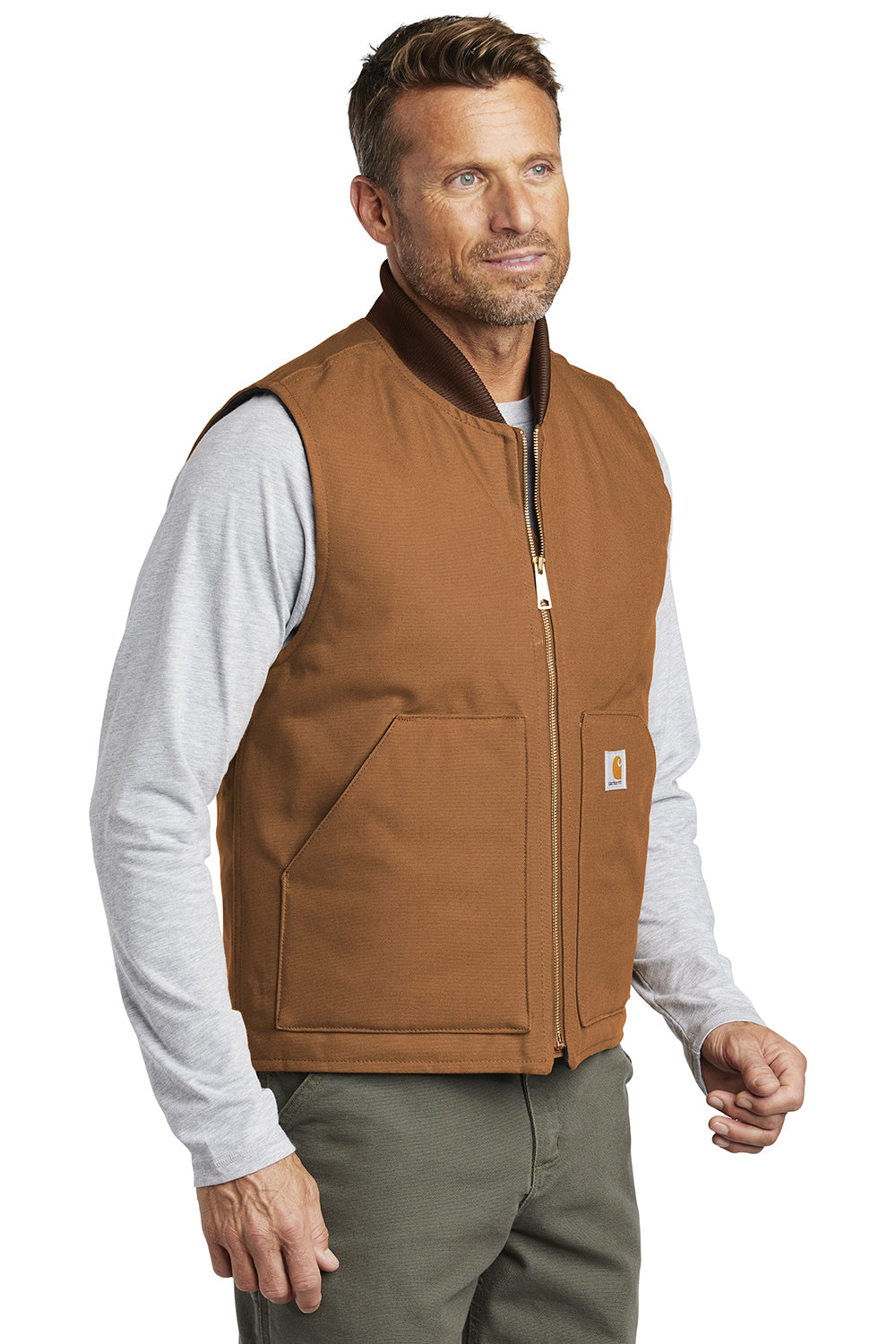 Carhartt CTV01 Mens Wind & Water Resistant Duck Cloth Full Zip Vest Carhartt Brown Model 3Q