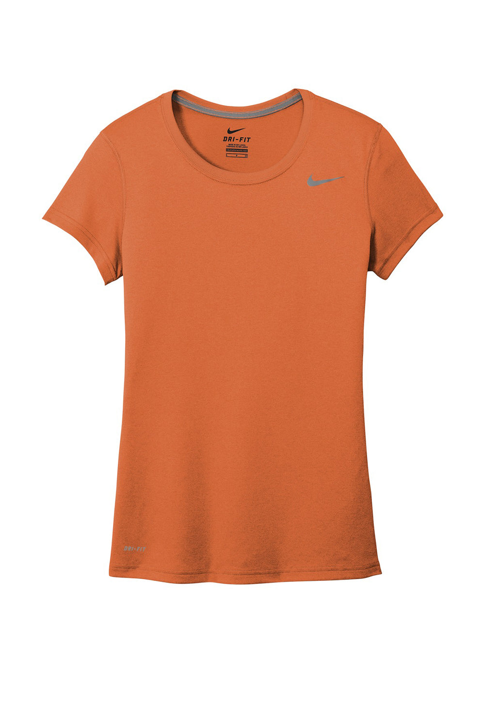 Nike CU7599 Womens Legend Dri-Fit Moisture Wicking Short Sleeve Crewneck T-Shirt Desert Orange Flat Front