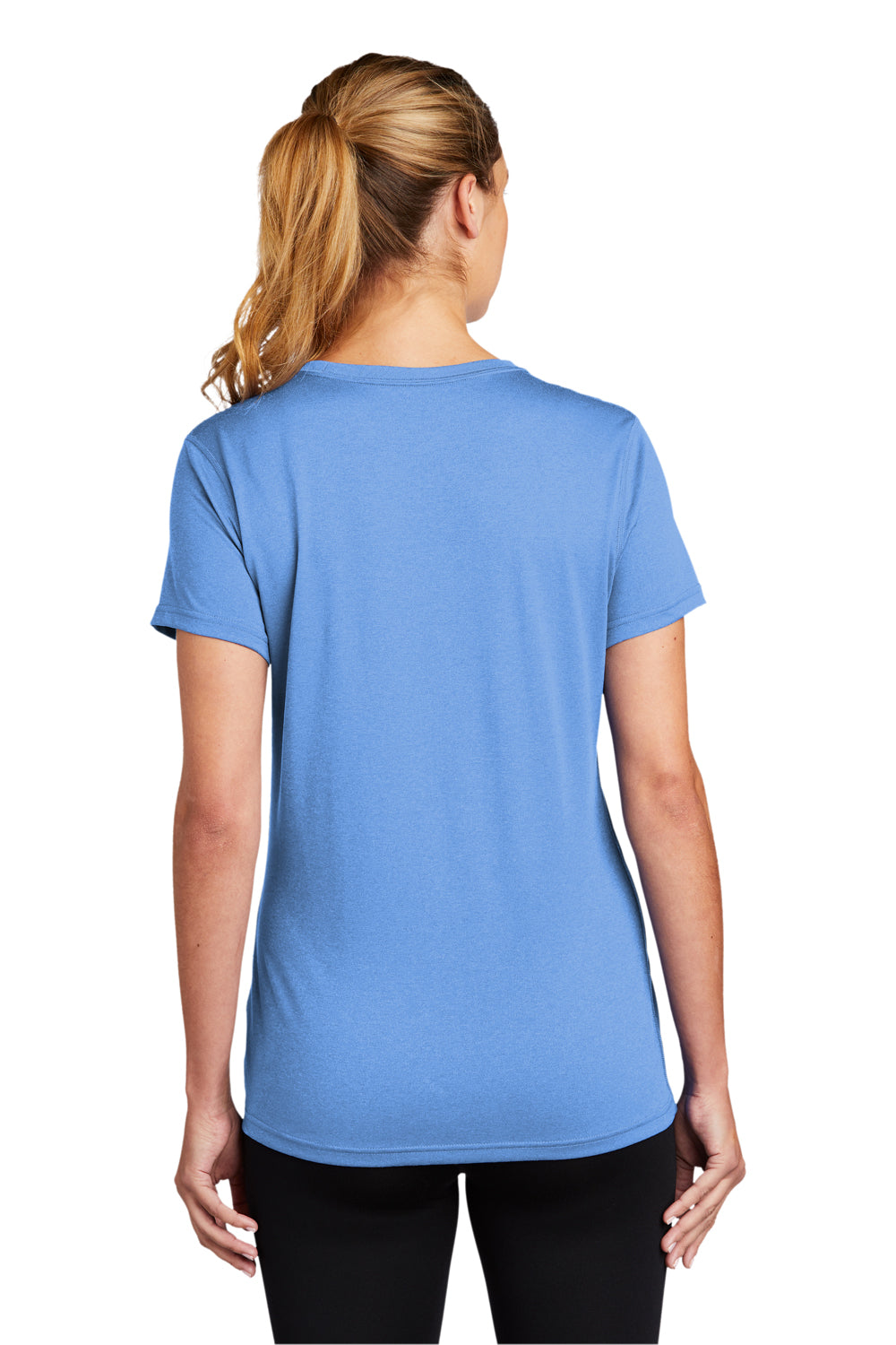 Nike CU7599 Womens Legend Dri-Fit Moisture Wicking Short Sleeve Crewneck T-Shirt Valor Blue Model Back