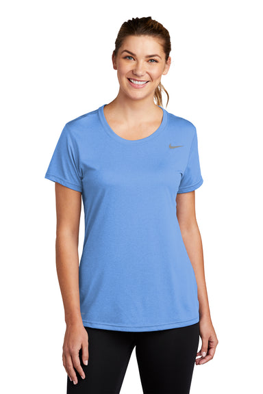 Nike CU7599 Womens Legend Dri-Fit Moisture Wicking Short Sleeve Crewneck T-Shirt Valor Blue Model Front