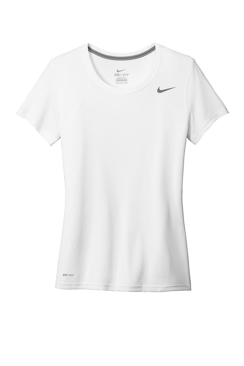 Nike CU7599 Womens Legend Dri-Fit Moisture Wicking Short Sleeve Crewneck T-Shirt White Flat Front