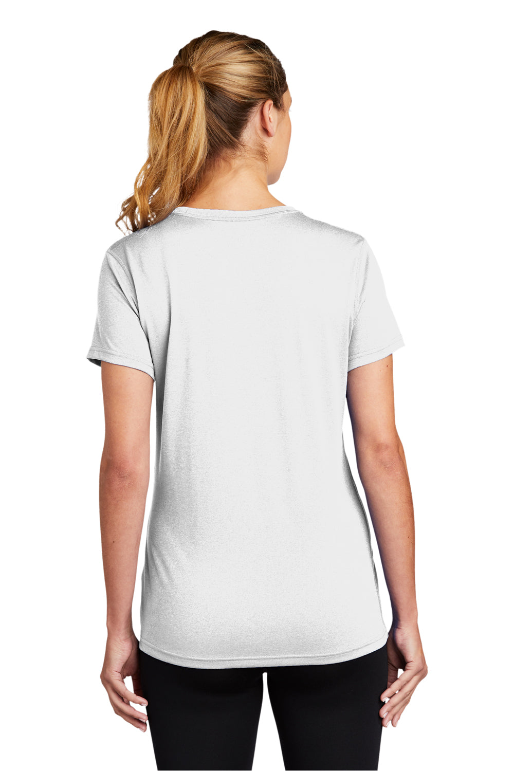 Nike CU7599 Womens Legend Dri-Fit Moisture Wicking Short Sleeve Crewneck T-Shirt White Model Back