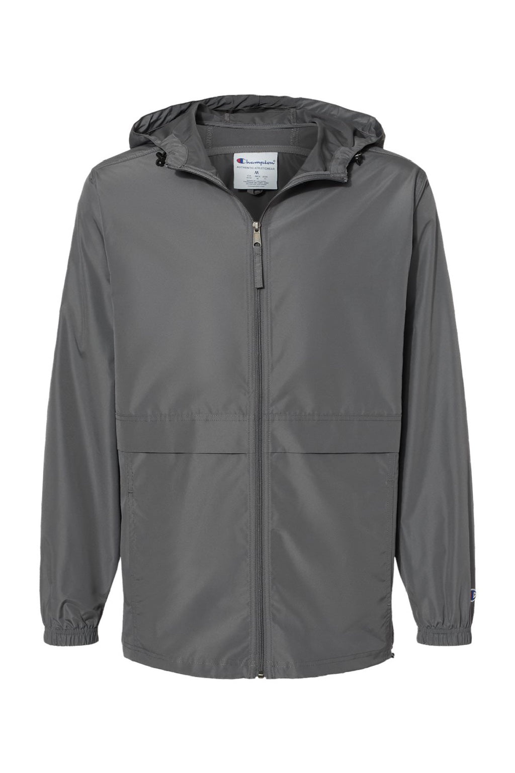 Champion CO125 Mens Wind & Water Resistant Full Zip Hooded Anorak Jacket Graphite Grey Flat Front