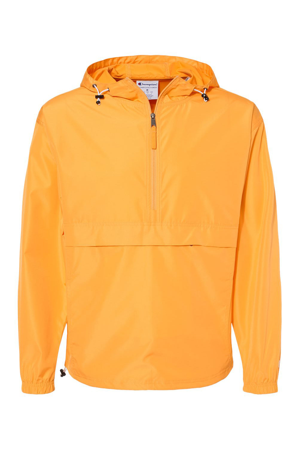 Champion CO200 Mens Packable Wind & Water Resistant Anorak 1/4 Zip Hooded Jacket Gold Flat Front