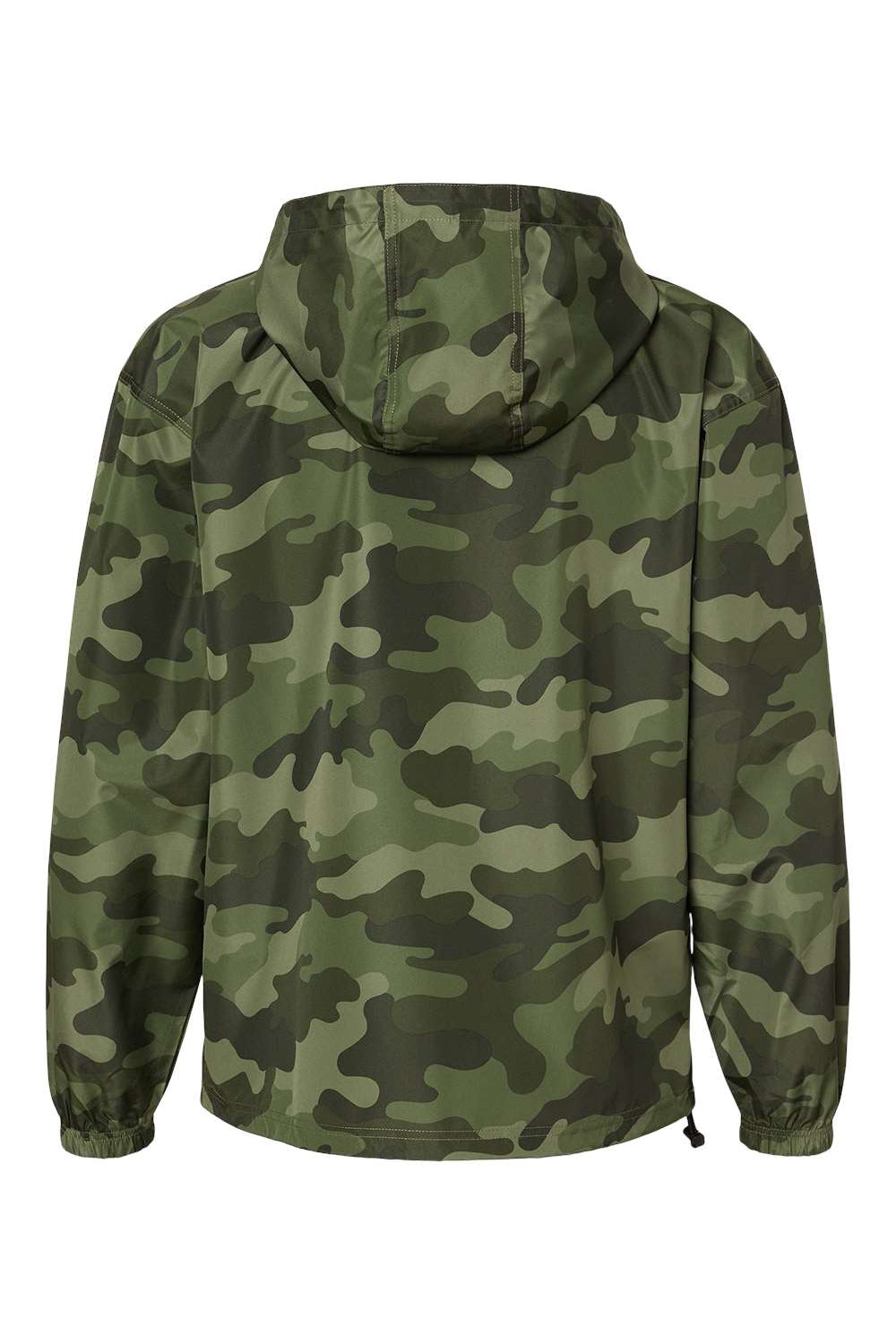 Champion CO200 Mens Packable Wind & Water Resistant Anorak 1/4 Zip Hooded Jacket Olive Green Camo Flat Back