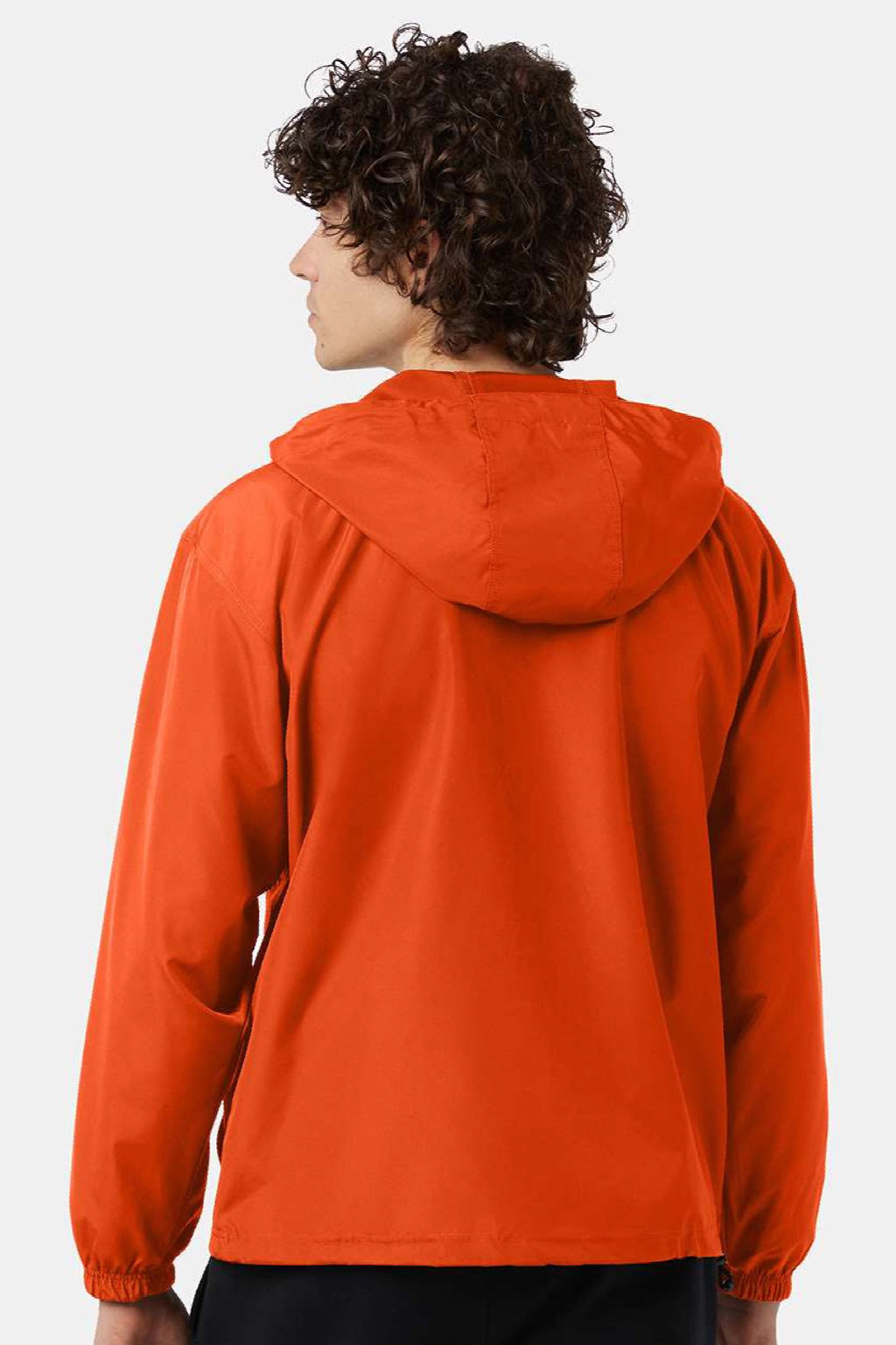 Champion CO200 Mens Packable Wind & Water Resistant Anorak 1/4 Zip Hooded Jacket Orange Model Back