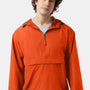 Champion Mens Packable Wind & Water Resistant Anorak 1/4 Zip Hooded Jacket - Orange