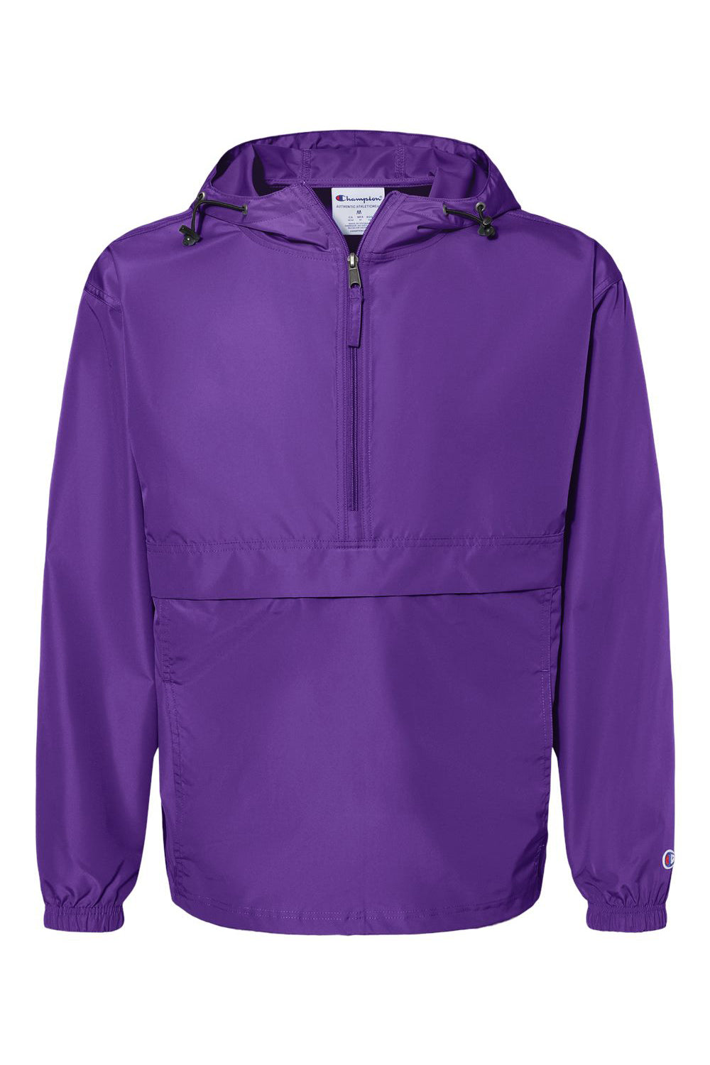 Champion CO200 Mens Packable Wind & Water Resistant Anorak 1/4 Zip Hooded Jacket Ravens Purple Flat Front