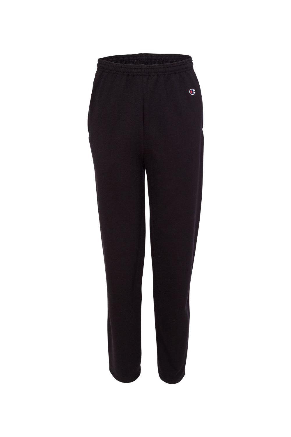 Champion P800 Mens Open Bottom Fleece Sweatpants w/ Pockets Black Flat Front