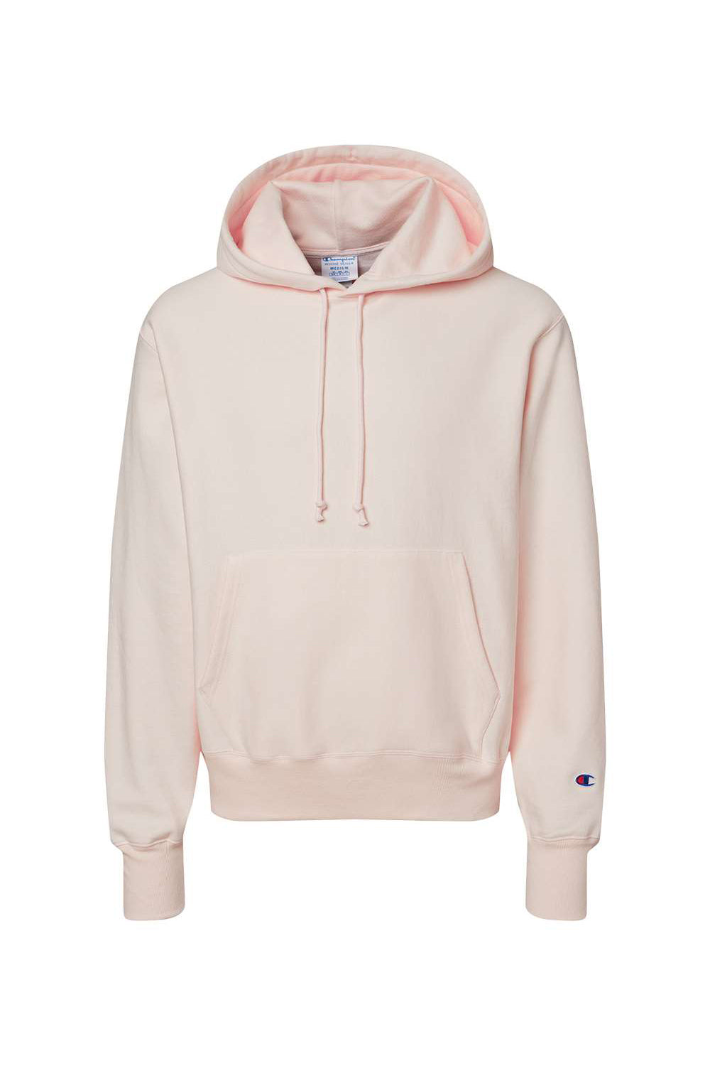 Champion S101/S1051 Mens Shrink Resistant Hooded Sweatshirt Hoodie w/ Pouch Pocket Body Blush Pink Flat Front