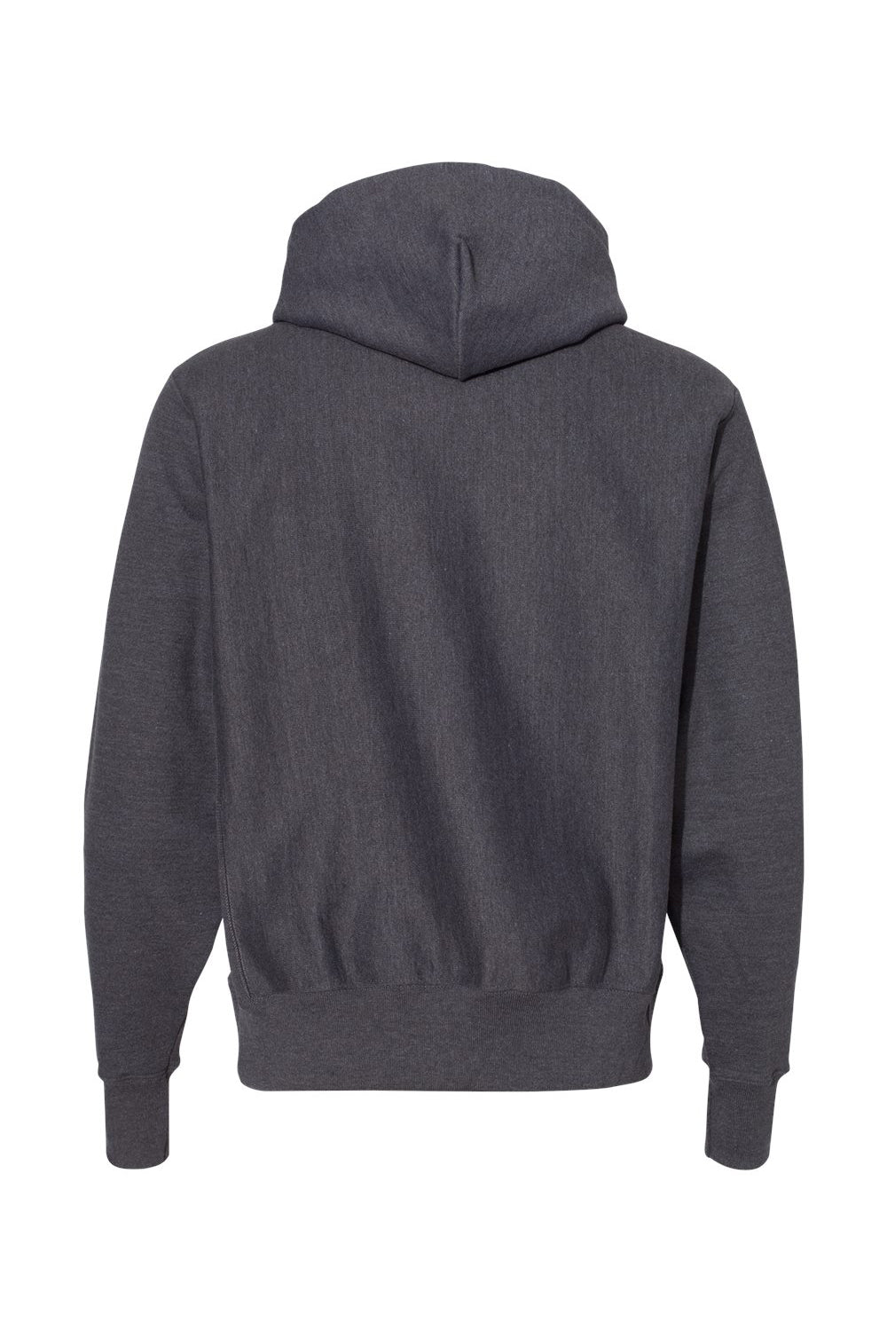 Champion S101/S1051 Mens Shrink Resistant Hooded Sweatshirt Hoodie w/ Pouch Pocket Heather Charcoal Grey Flat Back