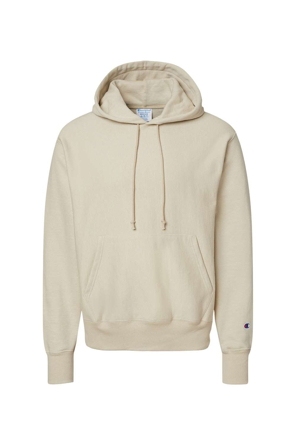Champion S101/S1051 Mens Shrink Resistant Hooded Sweatshirt Hoodie w/ Pouch Pocket Sand Flat Front