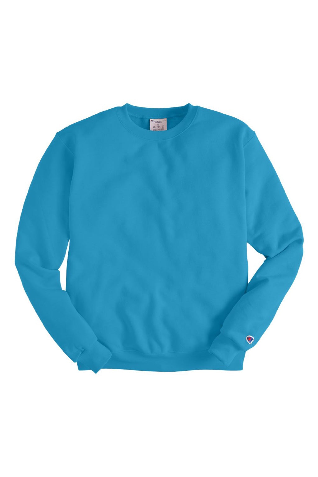 Champion S600 Mens Double Dry Eco Moisture Wicking Fleece Crewneck Sweatshirt Lagoon Blue Flat Front