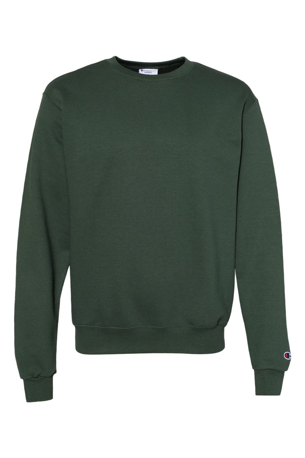 Champion S600 Mens Double Dry Eco Moisture Wicking Fleece Crewneck Sweatshirt Dark Green Flat Front