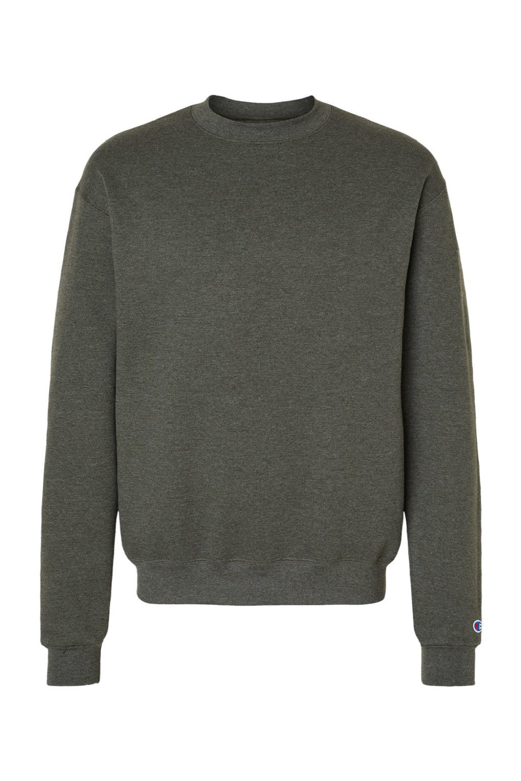Champion S600 Mens Double Dry Eco Moisture Wicking Fleece Crewneck Sweatshirt Heather Dark Green Flat Front